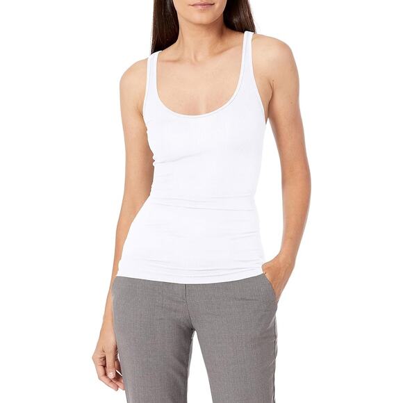 ENZA COSTA Silk Rib Tank Womens Medium White Scoop Neck Sleeveless Stretch NEW - Picture 1 of 13